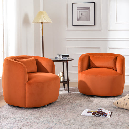 Ashlie Velvet Swivel Barrel Chair - Modern Swivel Chair | Swivel Accent Chairs | Kinwell Furniture | Swivel Armchairs